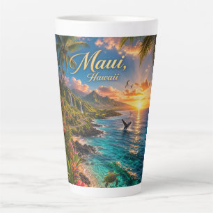 Tasse Latte Affiche de voyage de la côte tropicale de Maui Haw