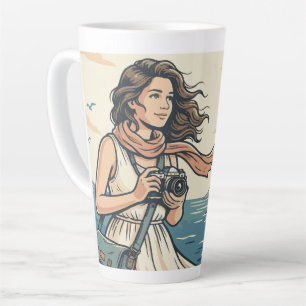 Tasse Latte Affiche illustrée de photographie de voyage côtièr