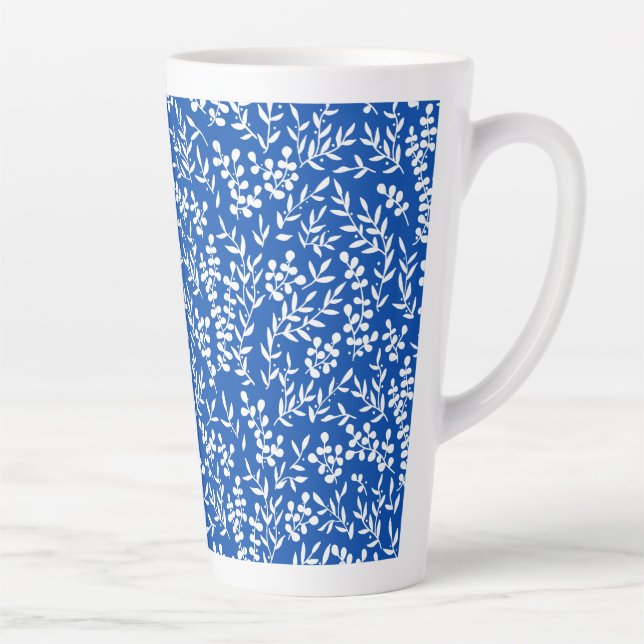 Tasse Latte Agritourisme simple motif floral bleu (Droite)