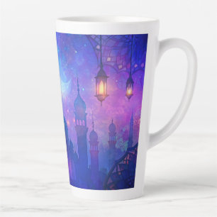 Tasse Latte Aïd Moubarak Magie Arabe Nuits Croissant Couleurs