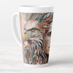 Tasse Latte Aigle - Homme - Loup - art à l'aquarelle 1 - Fan F
