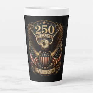 Tasse Latte Aigle patriotique américain 1776 2026 250e 4 juill
