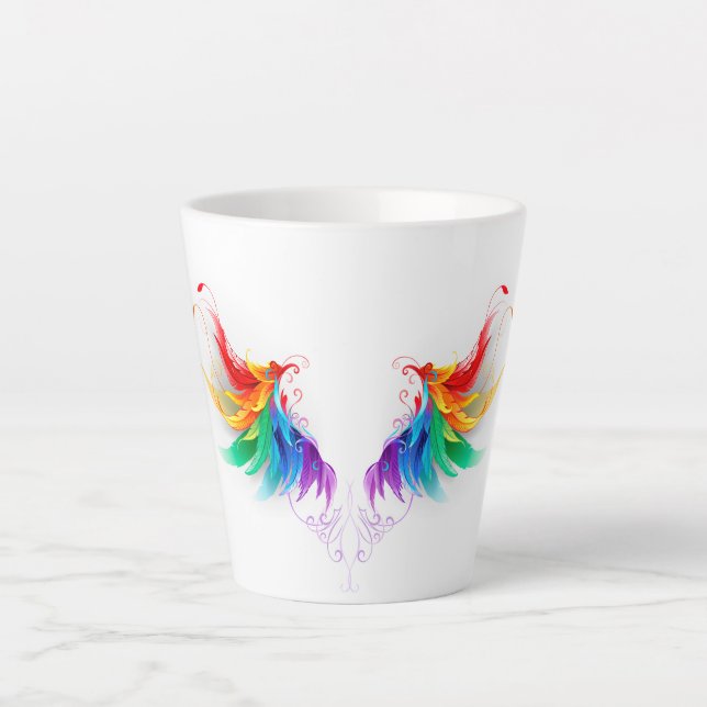 Tasse Latte Ailes arc-en-ciel douces (Devant)