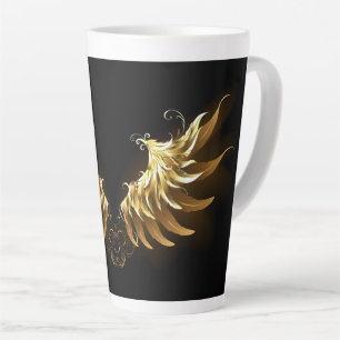 Tasse Latte Ailes d'ange dorées sur fond noir