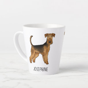 Tasse Latte Airedale Terrier Cute Dessin Chien Et Nom Personna