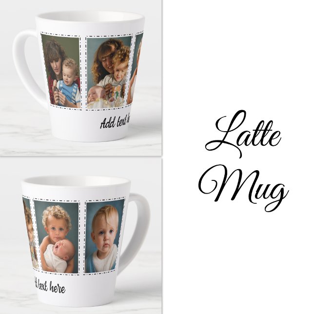 Tasse Latte ajouter du texte blanc noir sur 4 photos (Créateur téléchargé)