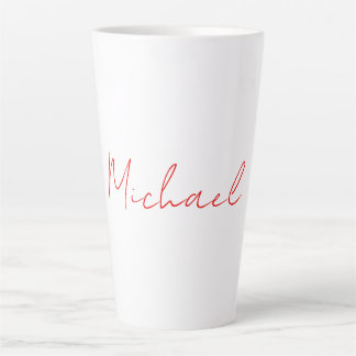Tasse Latte Ajouter un nom Elegant Creative Callgraphy Rouge B