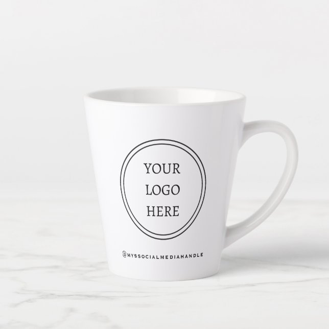 Tasse Latte Ajouter votre logo en noir et blanc (Droite)