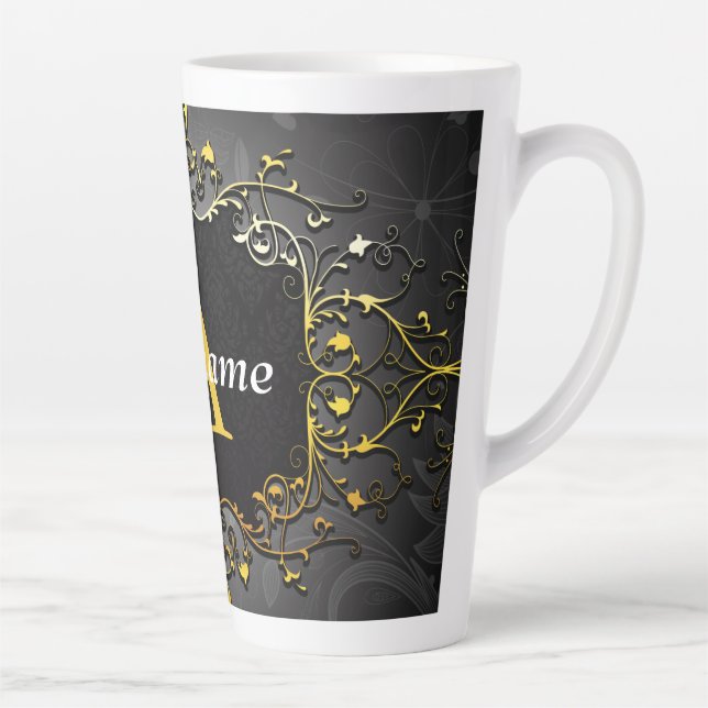 Tasse Latte Ajouter votre nom et votre initiale (Droite)