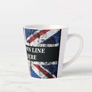 Tasse Latte Ajouter votre texte sur le drapeau anglais Jeu d'o