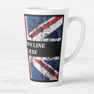 Tasse Latte Ajouter votre texte sur le drapeau anglais Jeu d'o