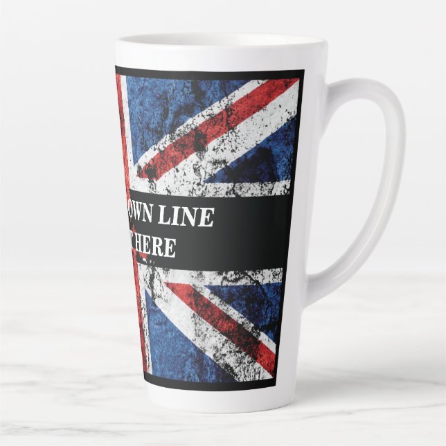 Tasse Latte Ajouter votre texte sur le drapeau anglais Jeu d'o (Droite)