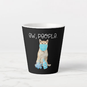 Tasse Latte Akita   people dog wearing a face masgik