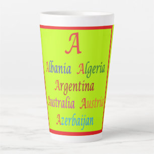 Tasse Latte Albanie Algérie Australie Argentine vert citron