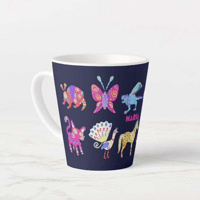 Tasse Latte Alebrije personnalisée Animaux mexicains Art popul (Angle gauche)