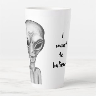 Tasse Latte Alien gris, je veux croire