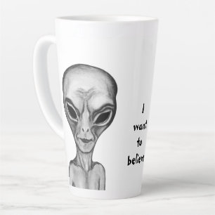 Tasse Latte Alien gris, je veux croire