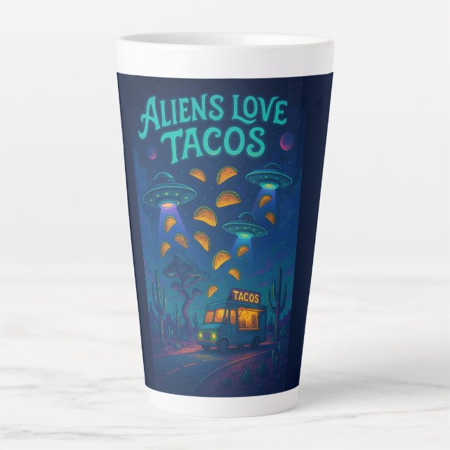 Tasse Latte Aliens Love Tacos (Devant)
