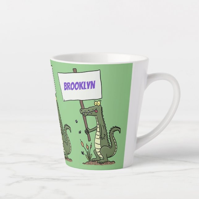 Tasse Latte Aligator de crocodile drôle avec dessin animé (Droite)