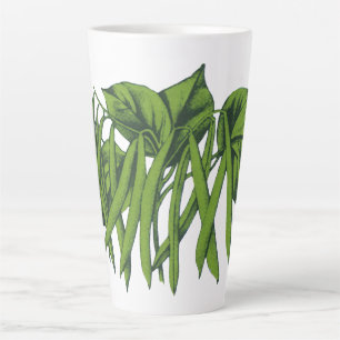 Tasse Latte Aliments Vintage, Légumes Haricots Verts Bio