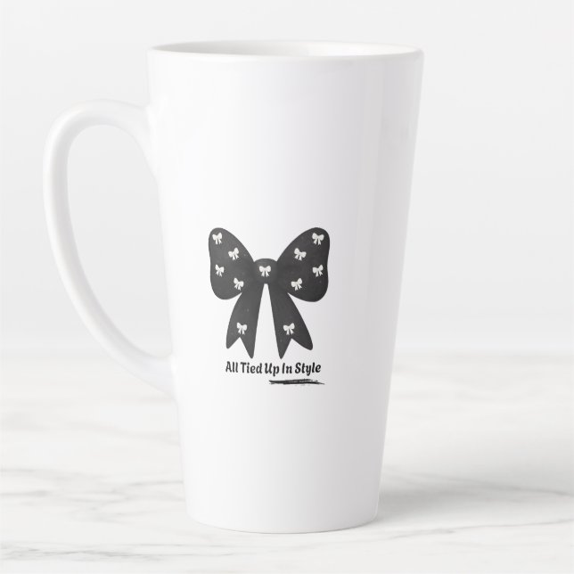 Tasse Latte All Tied Up In Style Latte mug– Elegant Black Bow  (Gauche)