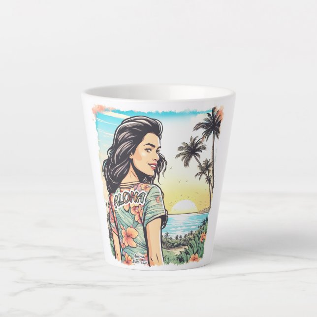 Tasse Latte Aloha Girl (Devant)