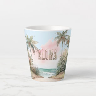 Tasse Latte Aloha Plage tropicale Palmiers