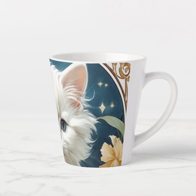 Tasse Latte Alphonse Mucha Art Nouveau Kitten (Droite)