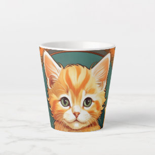 Tasse Latte Alphonse Mucha Style Chat orange