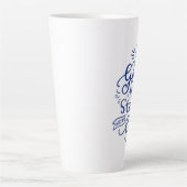 Tasse Latte Amateurs de café Citation Calligraphie Bleue Grand (Devant)