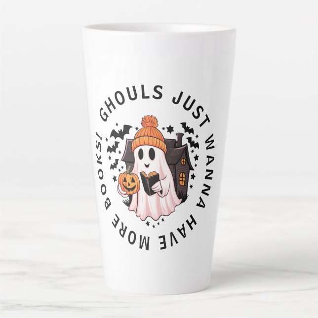 Tasse Latte Amateurs de livres d'Halloween (Devant)