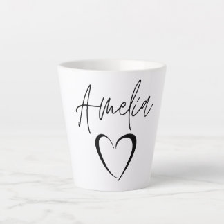 Tasse Latte Amelia Name Mug, Custom Name Coffee Mug,