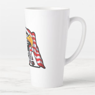 Tasse Latte American Bald Eagle with USA Drapeau - Patriotique