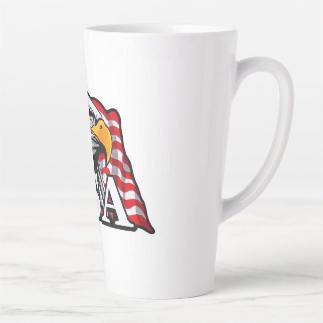 Tasse Latte American Bald Eagle with USA Drapeau - Patriotique (Droite)