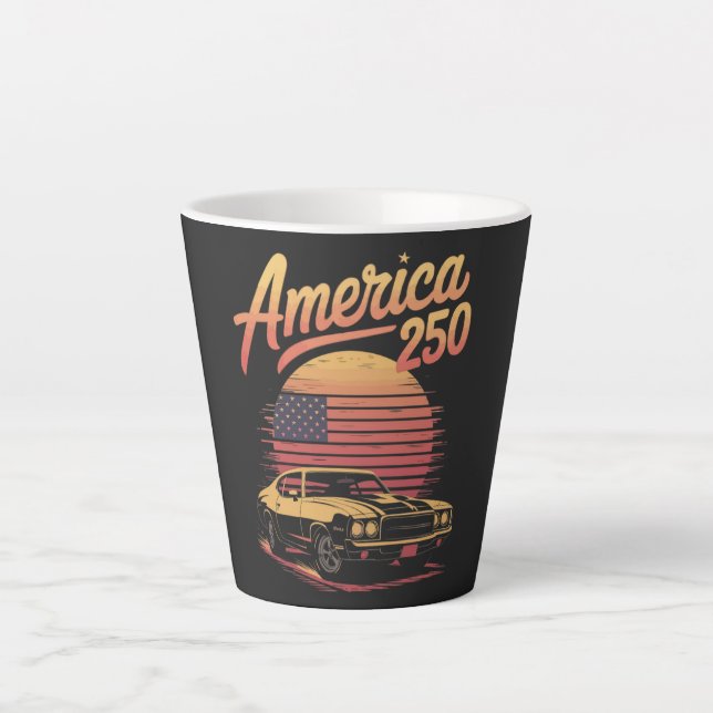 Tasse Latte Amérique 250 US Rétro Coucher de soleil (Devant)