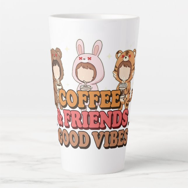 Tasse Latte Amis Animaux Mignons Amoureux de Café (Devant)