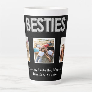 Tasse Latte Amis besties noir argent noms photo