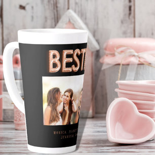 Tasse Latte Amis besties noir photo rose or