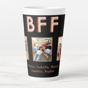 Tasse Latte Amis BFF noir rose or noms photo