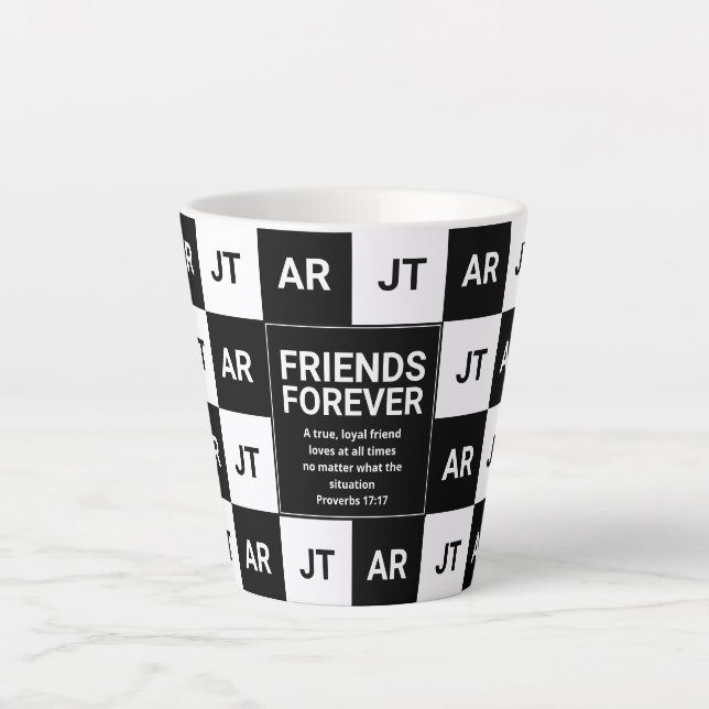 Tasse Latte AMIS chrétiens modernes de Monogramme pour toujour (Devant)