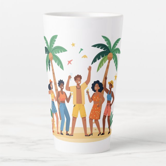 Tasse Latte Amis de la fête tropicale de plage Célébration d'é (Devant)