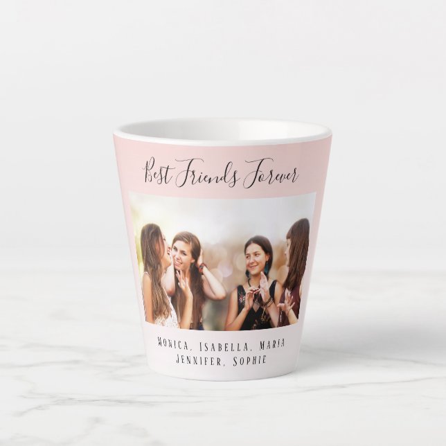 Tasse Latte Amis toujours blush rose photo or (Devant)
