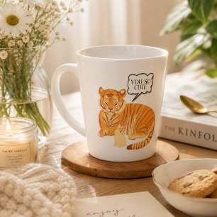 Tasse Latte Amitié du tigre et du lapin - Beau animal Illustra