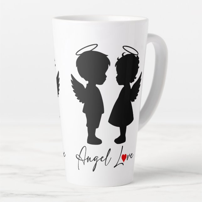 Tasse Latte Amour Ange – Conception de Couple Ange Mignon (Angle droit)