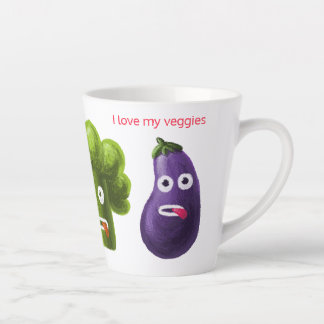 Tasse Latte Amour des légumes amusants - Broccoli Tomato Eggpl