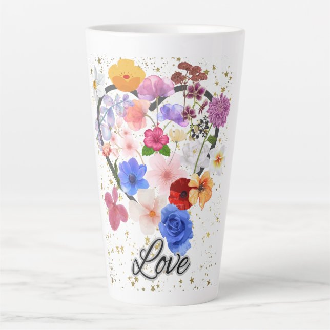 Tasse Latte Amour et fleurs (Devant)
