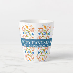 Tasse Latte Amour et lumière Famille Hanoukka simple et élég