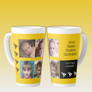 Tasse Latte Amour jaune blanc d'être un grand-père avec photos