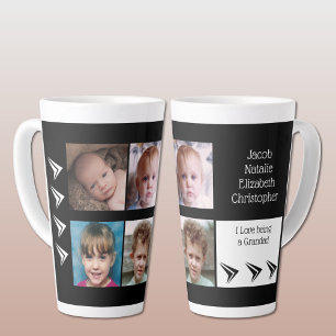 Tasse Latte Amour noir blanc d'être un grand-père avec photos