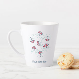 Tasse Latte Amour Rainy Days Fun Pluie Caricature Umbrella